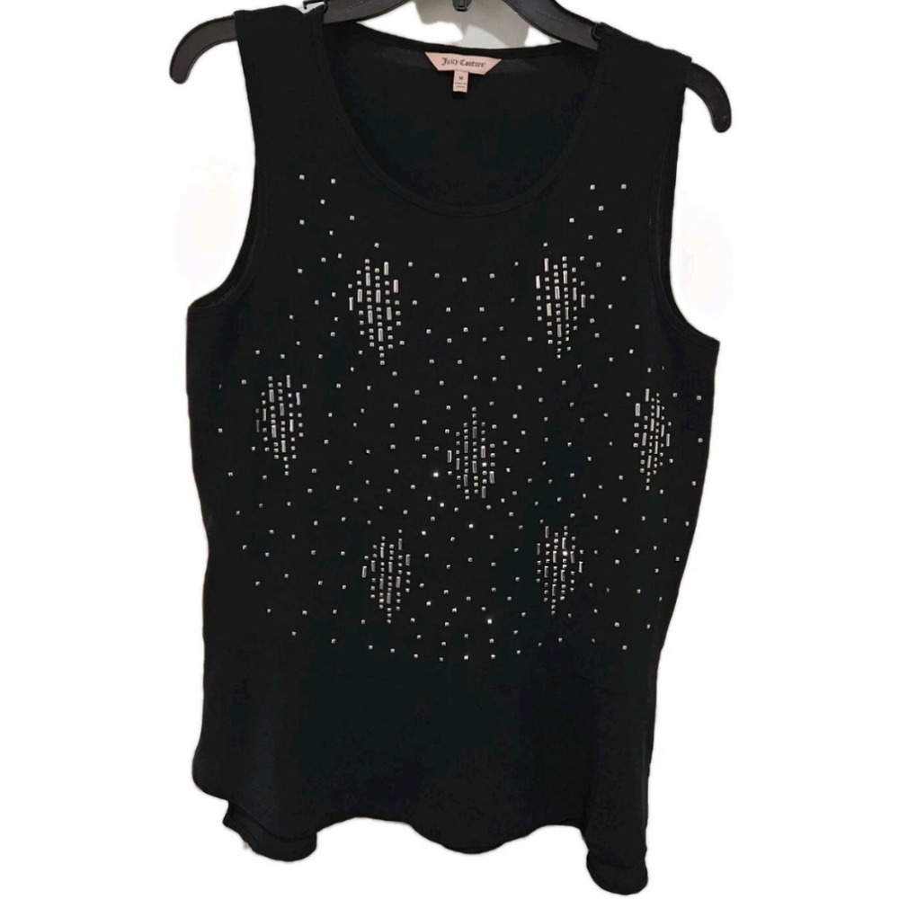 Juicy Couture Women's M Sleeveless Embellished Black Blouse